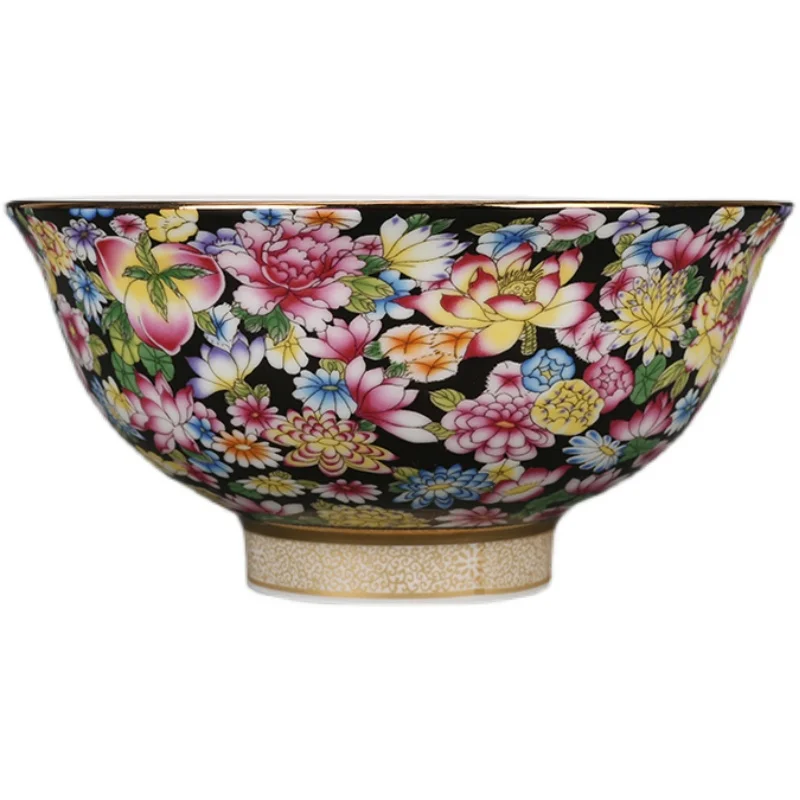 Qing Qianlong Porcelain Enamel Colorful Flower Bowl Jingdezhen Antique Porcelain Collection