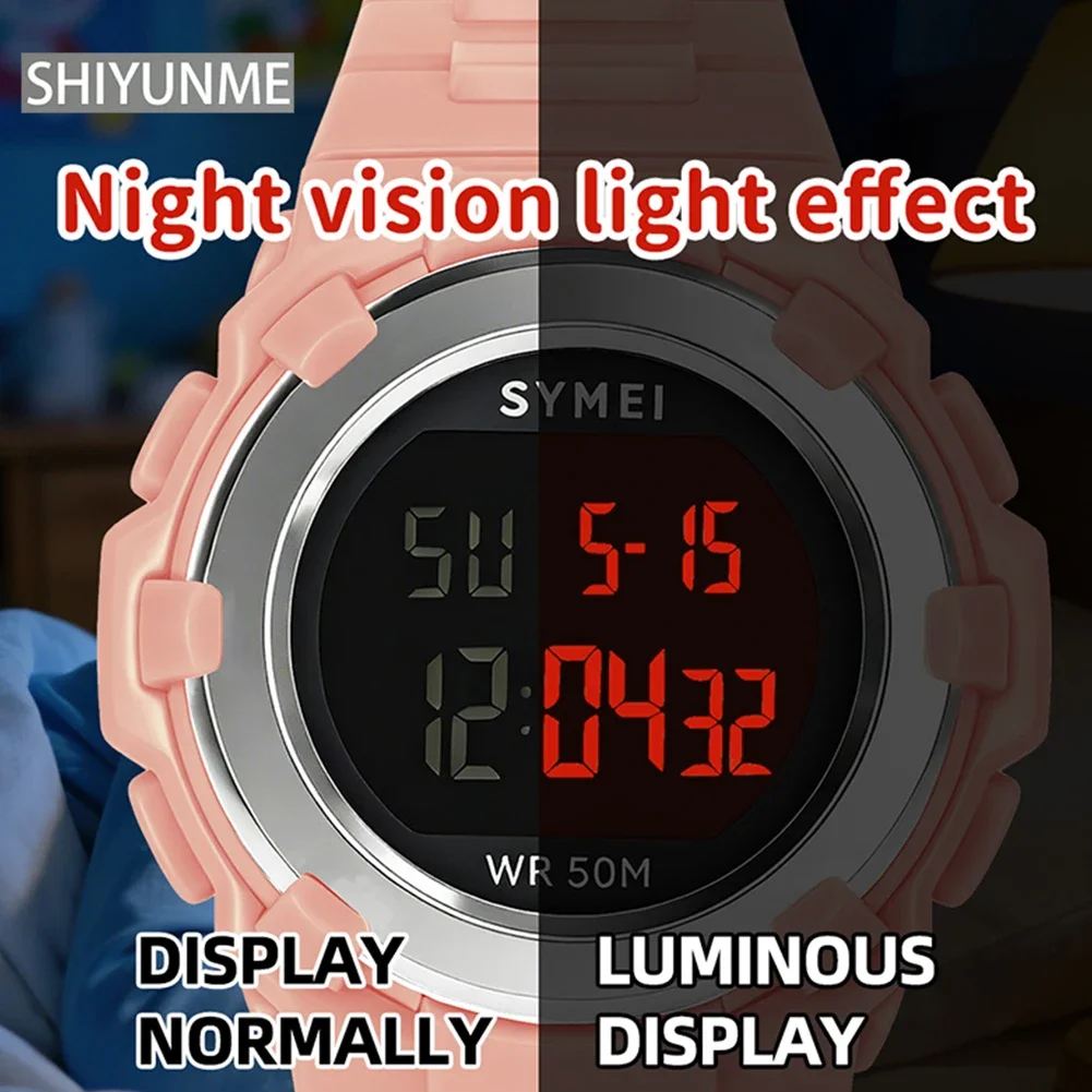 SHIYUNME New Woman Sports Digital Watches 50m Waterproof Luminous Stopwatch Alarm Clock Multifunction Teenagers Student Watch