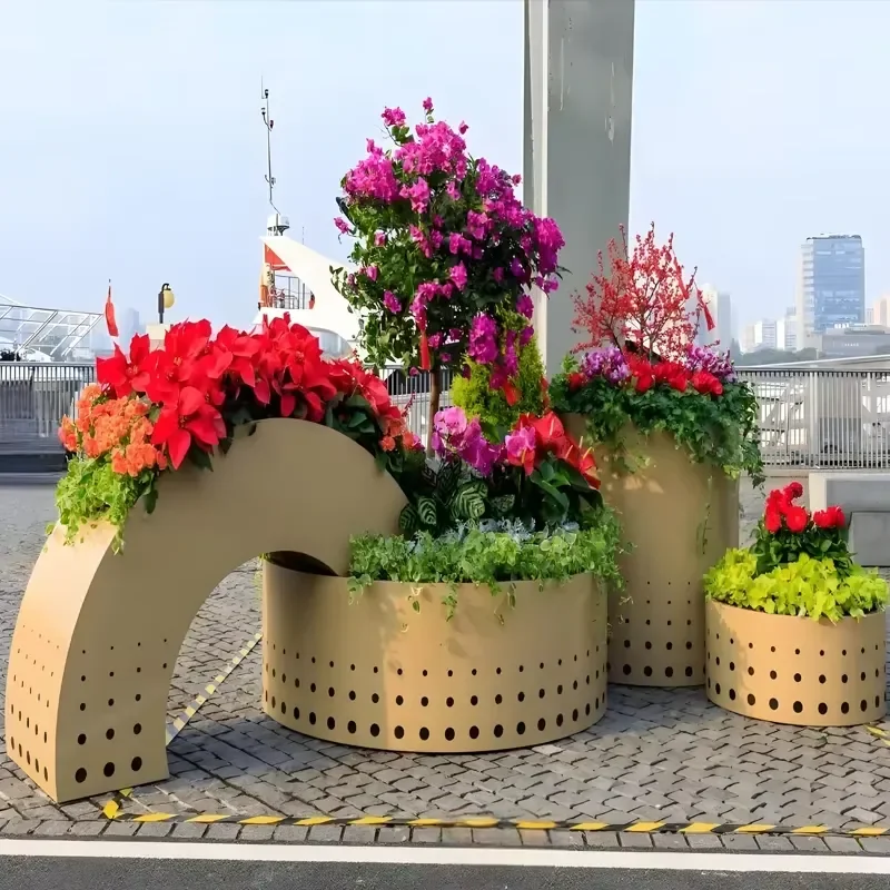 Customizable Stainless Steel Flower Pot Box with Outstanding All-weather Resistance and Modern Minimalist Planting