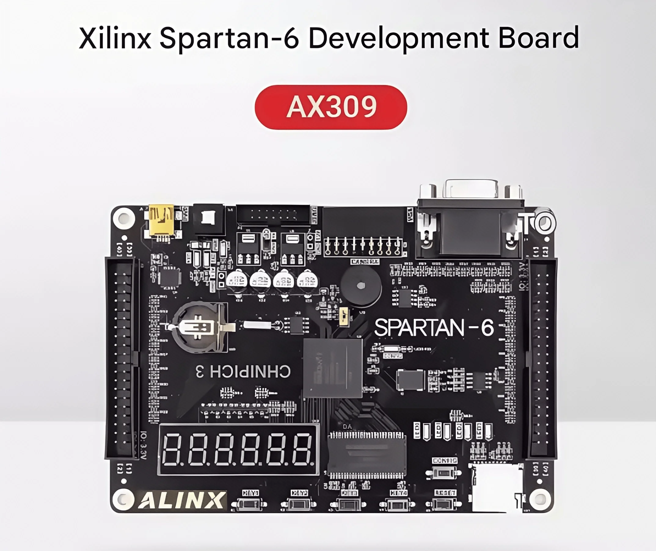 Placa de desarrollo Xilinx Spartan-6 Fpga Ax309, tablero de aprendizaje Spartan6 Xc6slx9, tablero de estudiante