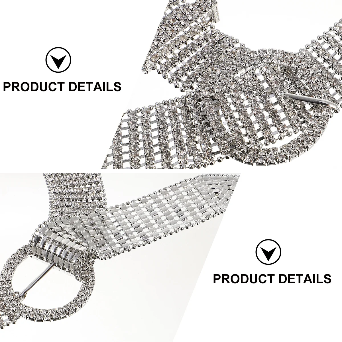 

Rhinestone Waist Belt Women Fashion Alloy Buckle Decorative Lengthening Belt Sparkling Waistband Round Buckle Design