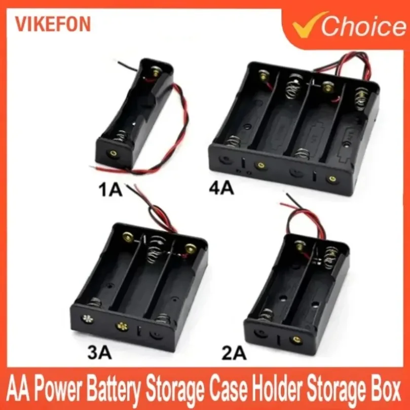 Plastic 1-4 Slot AA Battery Holder Case With Wire Leads Universal Storage Stand For Arduino DIY Electronics Industrial Power Sup