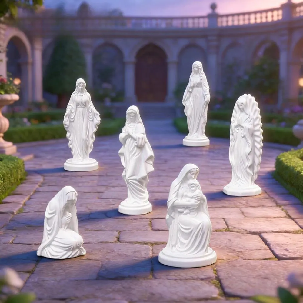 24 Pieces Resin Mini Virgin Mary Statue Figurines Catholic Religious Miniature Ornaments Christmas Micro Landscape Decoration
