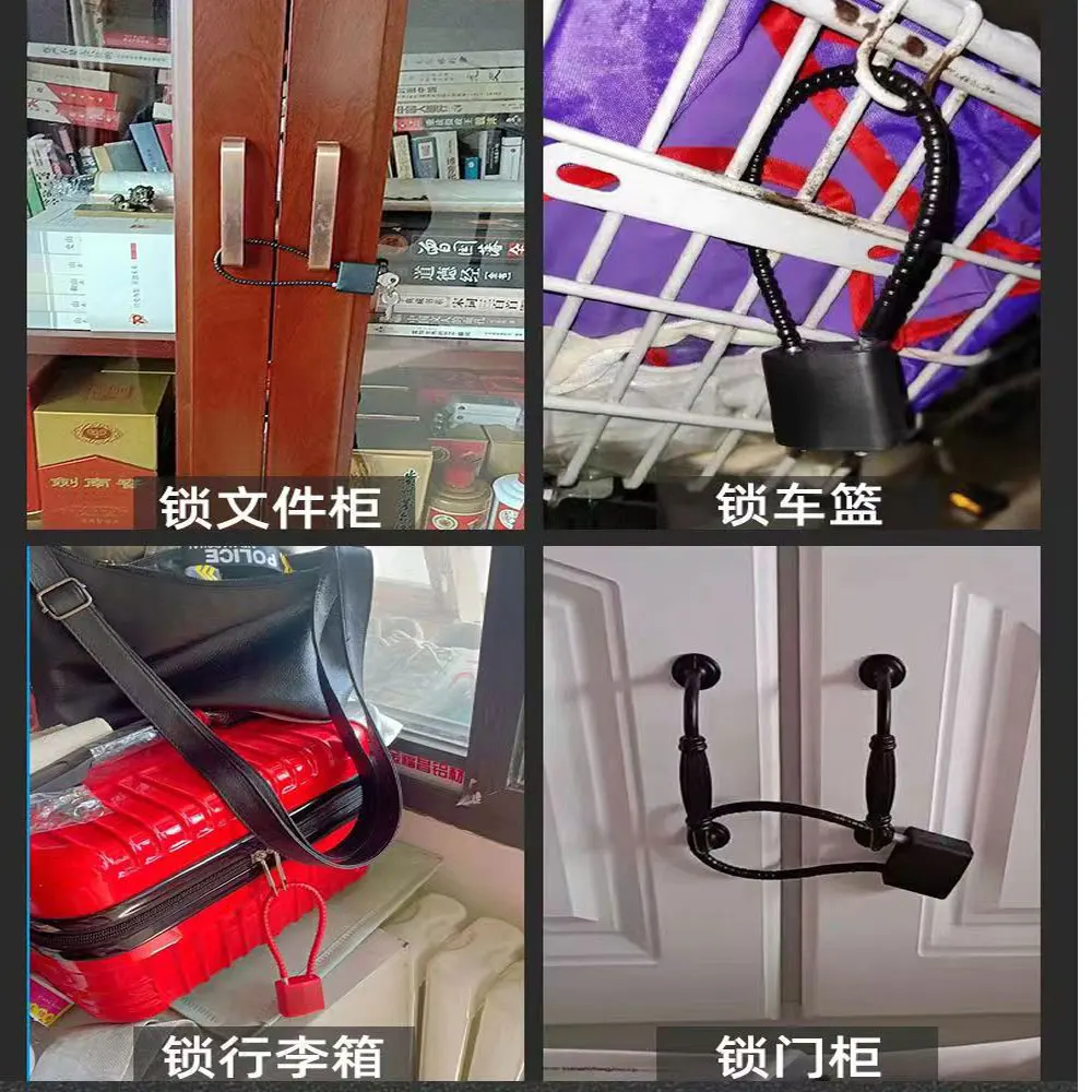 

20/28/38 см Защитный противоугонный портативный уличный замок из закаленного пластика и стали с тросом, ключом и блокировкой курка пистолета для шкафчиков