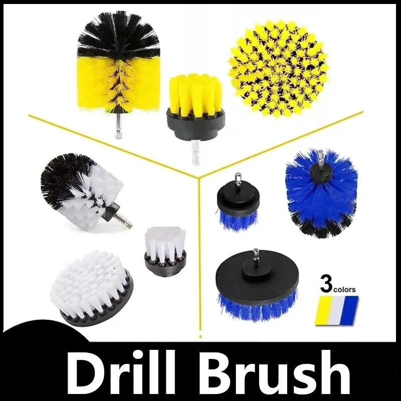 3Pcs/Set Electric Scrubber Brush Drill Brush Kit Plastic Round Cleaning For Carpet Glass Car Tires Nylon Brushes