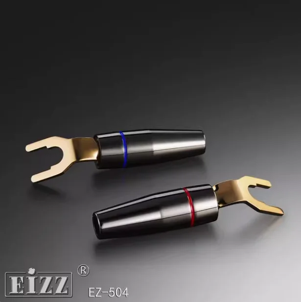 1pair（red+blue）EIZZ Purple Copper Gold Plated EZ-504 Y Type Plug Gallbladder Power Amplifier Terminal free shipping