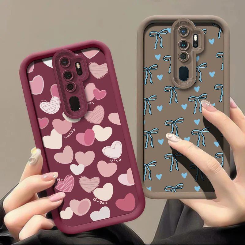 لينة للصدمات جراب هاتف ل ممن لهم A38 A53 A60 A72 A73 A52 A33 A32 A92S A74 A76 A57 A55 A54 الحب القلب القوس عقدة غطاء طباعة #2