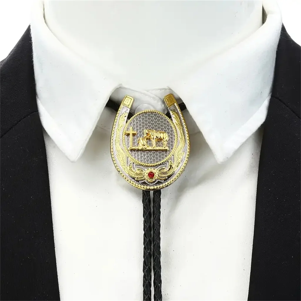 Horseshoe two-tone bolo tie