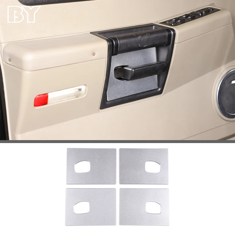 For Hummer H2 2003-2007 Accessories Door Inner Handle Panel Decorate Aluminum Alloy Automotive Interior Trim Stickers 4Pcs/Set