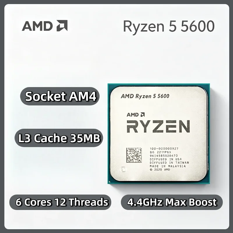 

AMD Ryzen 5 R5 5600 4.4GHz Boost 6 Core 12 Thread CPU Processor 65W Socket AM4 Desktop Gaming Tray No Fan New