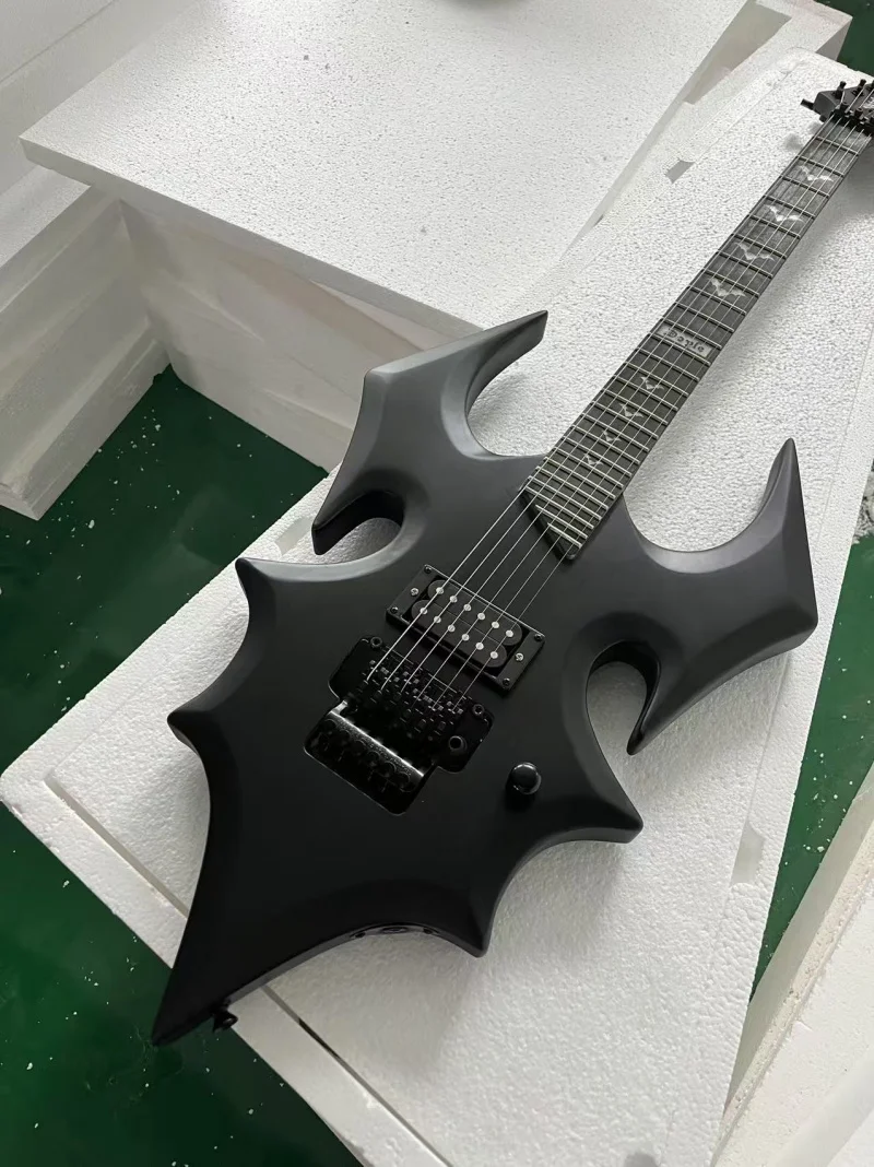 Matte black special-shaped electric guitar, rosewood fingerboard, black hardware，Floyd rose bridge,free delivery