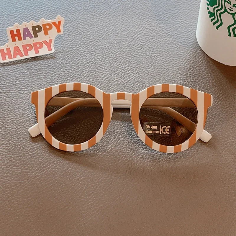 New Kids Cute Checker Panel Color Round UV400 Sunglasses Baby Boys Girls Party Outdoor Sun Protection Children Funny Sun Glasses