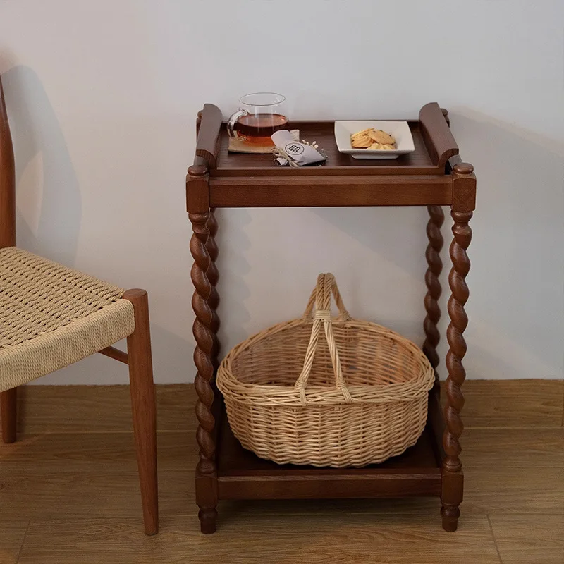 French retro solid wood twist edge few vintage medieval removable tray American tea cabinet