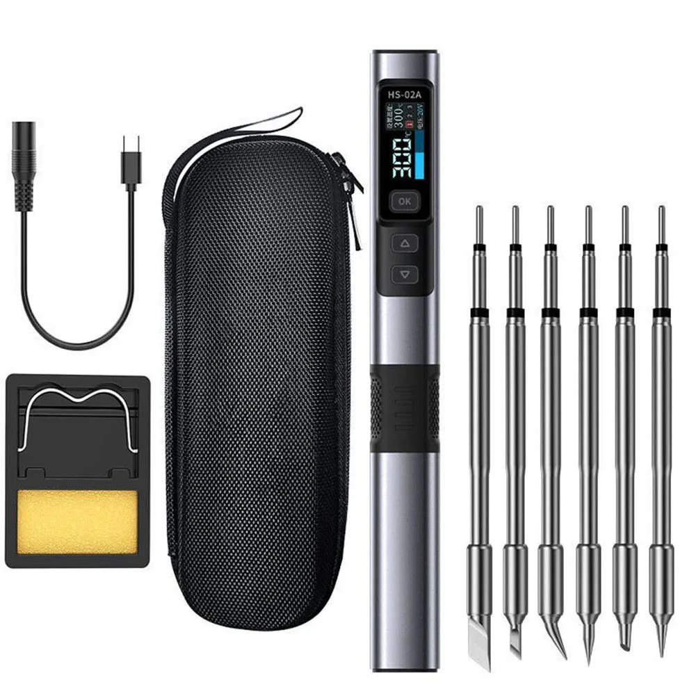 Adaptive Power Soldering Iron Tools 100W Soldering Tool Standard Size HS-02A Soldering Iron 0.96-Inch HD Screen