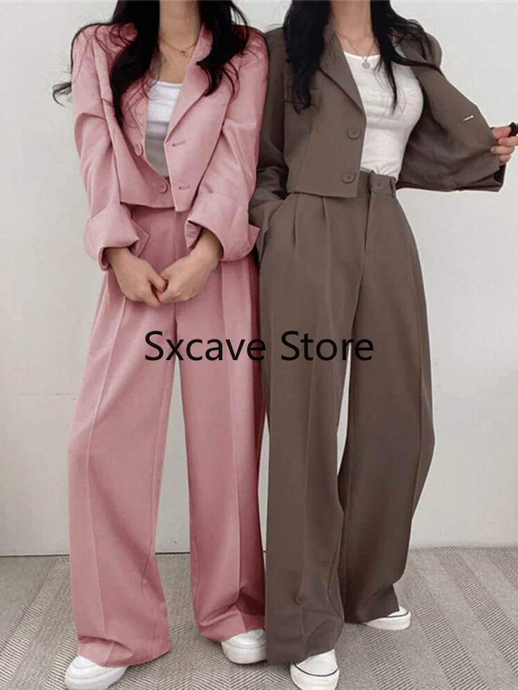 Blazer Suits Long Sleeve Fashion Coat Black High Waisted Pants Two Piece Sets Women Outifits 2023 Fall Office Lady Pants Korean