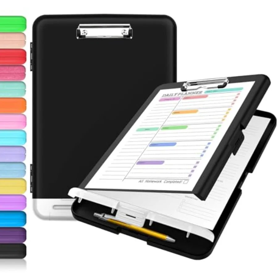 

Clipboard with Storage, Clip Board 8.5 x 11 with Pen Holder, Plastic Organization Case Box for Letter Legal A4 Size Paper, Low