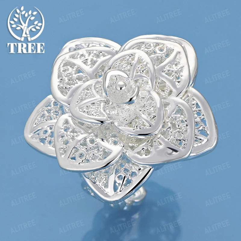 

Exquisite Carving 925 Sterling Silver Flower Ring Women Birthday Christmas Party Beautiful Wedding Ring Jewelry Accessories