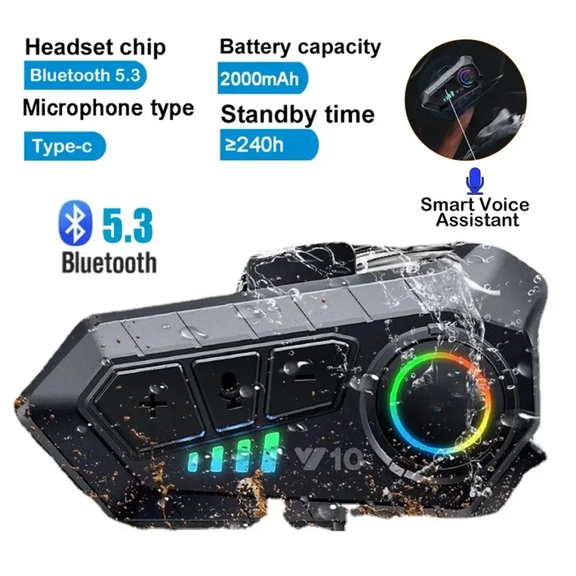 

Bluetooth 5.3 Helmet Headset Wireless Hands-free Call Phone Kit Motorcycle Waterproof Earphone MP3 Music Player Speaker for Moto