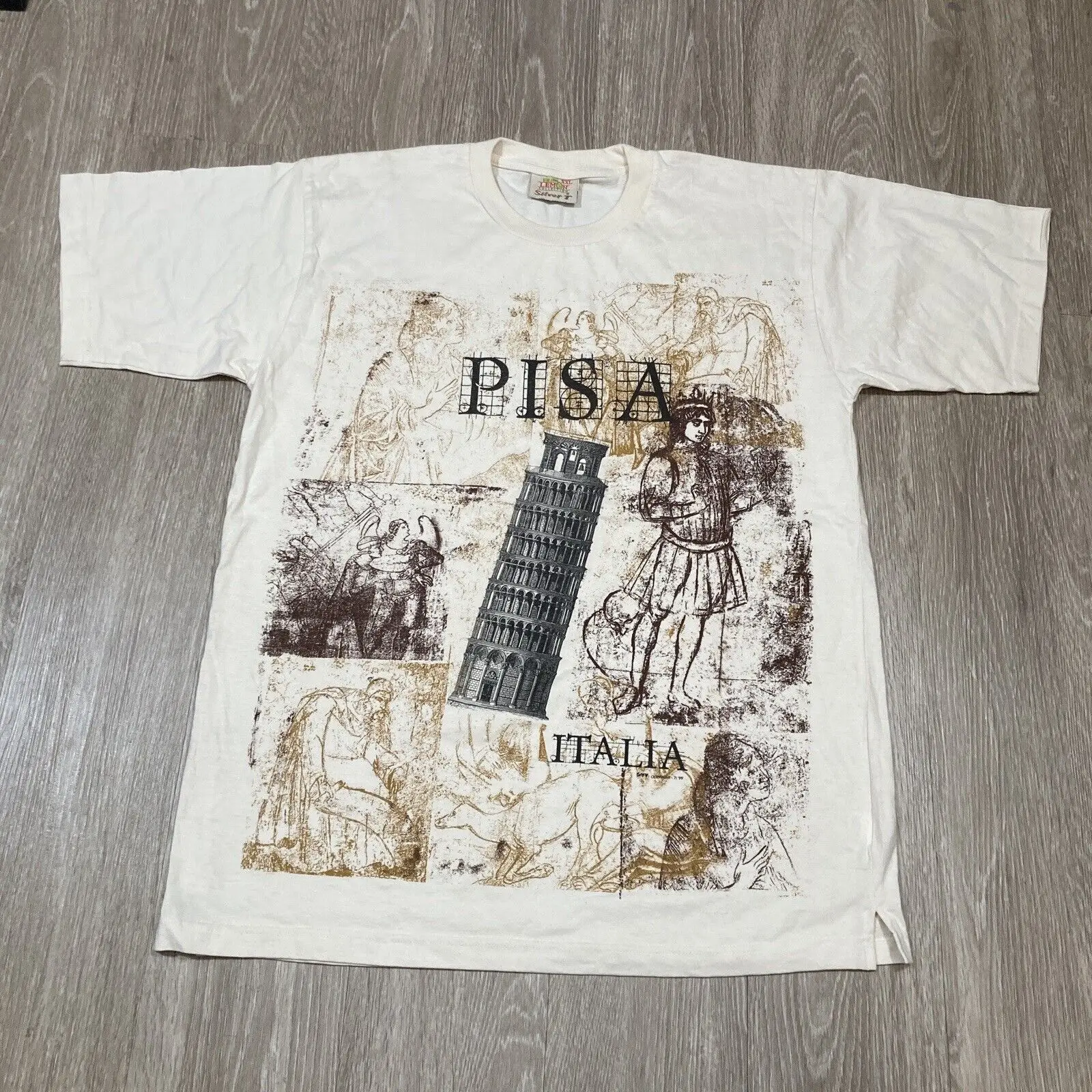 Italy Shirt 2XL Vintage 90s Y2k Leaning Tower Pisa Italia Tourists Vacation Tee