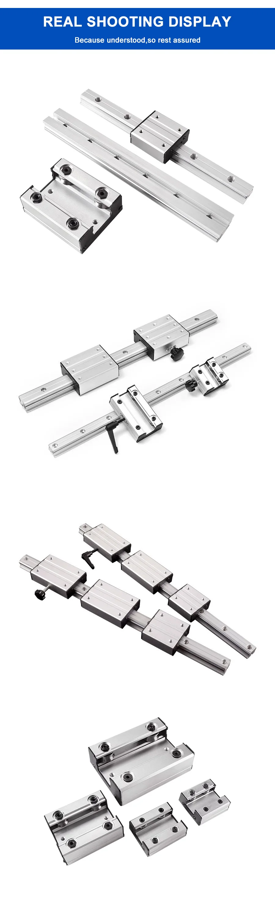 1 Stück externe Doppelachsen-Rollenlinearführung LGD8 Linearschiene L100mm-1600mm und 1/2 Stück LGB8 Gleitblock Linearführung für CNC-Teile – Detail 12