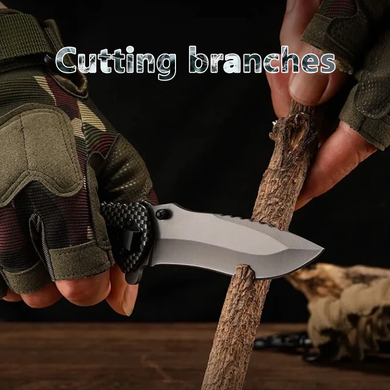 Stainless steel folding knife high hardness camping survival knife multi-function folding knife portable multi-purpose knife hou