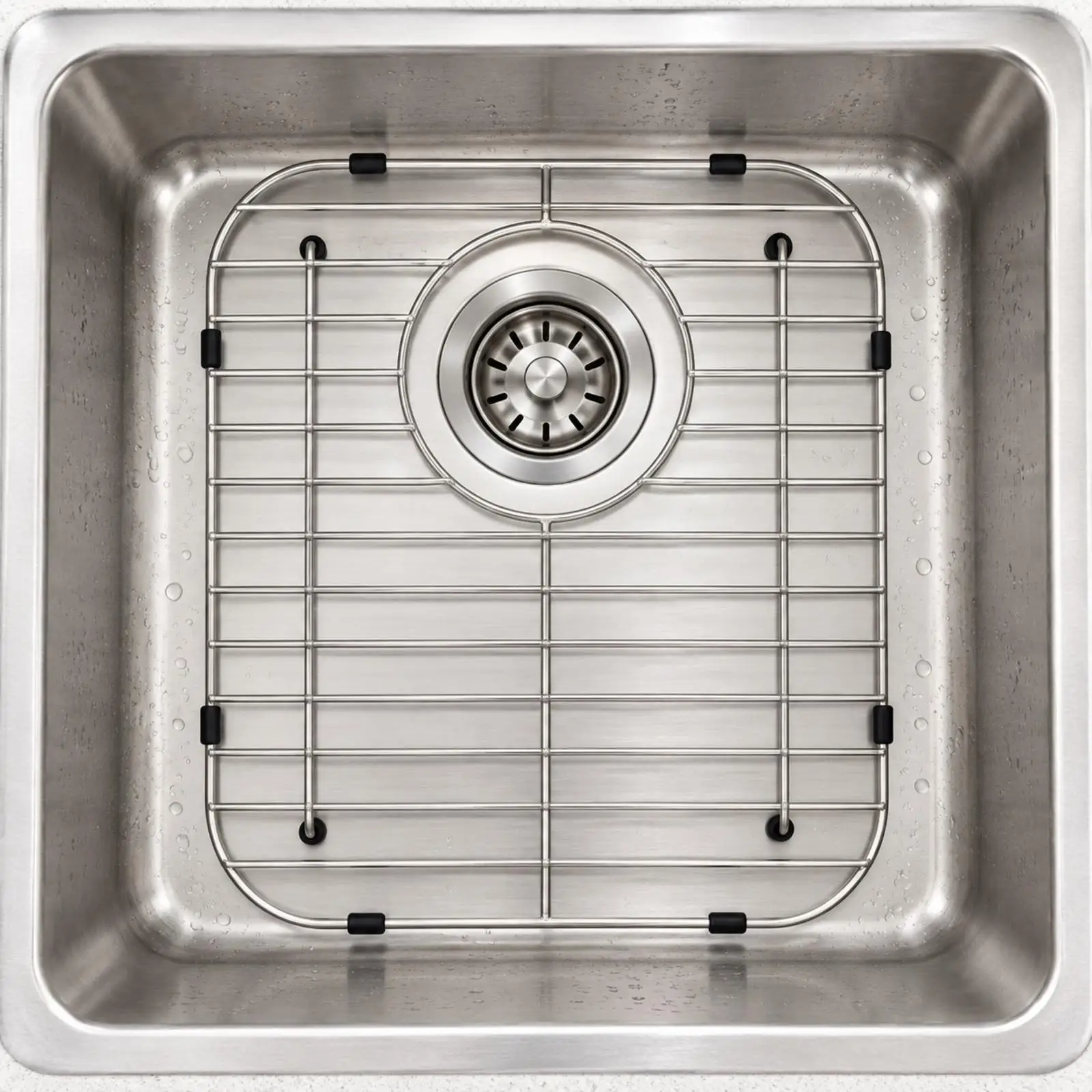 Stainless Steel Dish Drain Rack Kitchen Grid Shelf Sink Drying Rack for over Sink Use with Silicone Guard Feet for Dishwasher