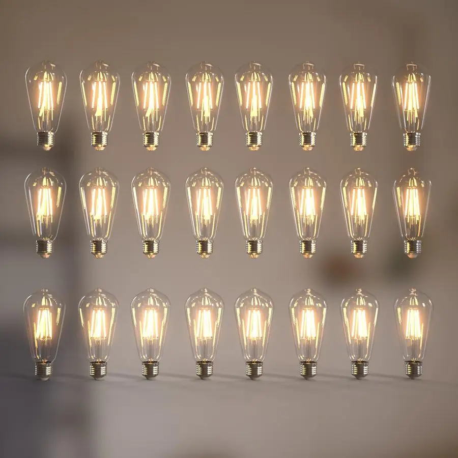 

Светодиодные лампы Edison 6W E26, эквивалент 60 Вт, винтажные светодиодные лампы CRI90 ST19, диммируемые прозрачные лампы, 2700K, мягкий теплый свет