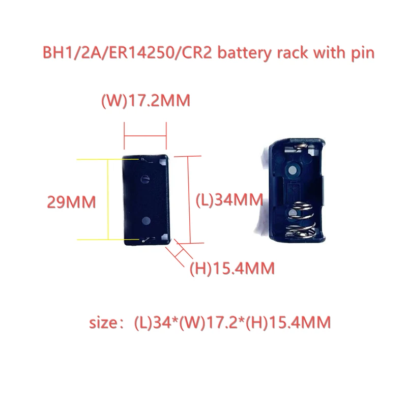 1AA Battery Box ER14250 Lithium Battery Box 14250 Single-cell Battery Storage Box With PCB Pin CR2 Battery Holder ABS Hard