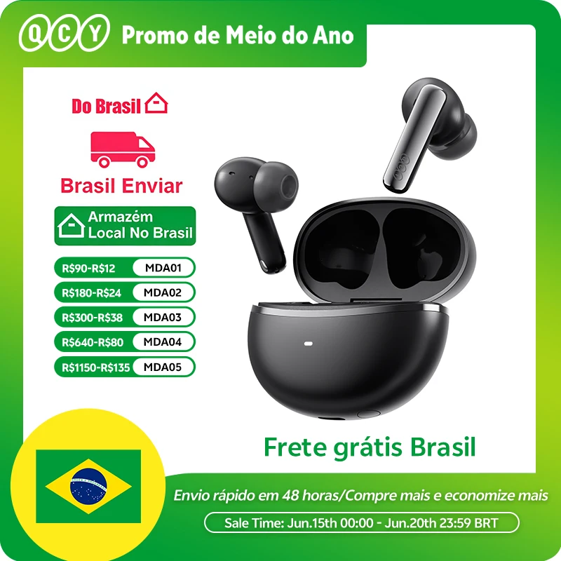 QCY HT18 Melobuds N70 fones de ouvido sem fio bluetooth 6.0 adaptável híbrido anc 6 microfones ldac alta-res áudio carregamento sem fio 50h