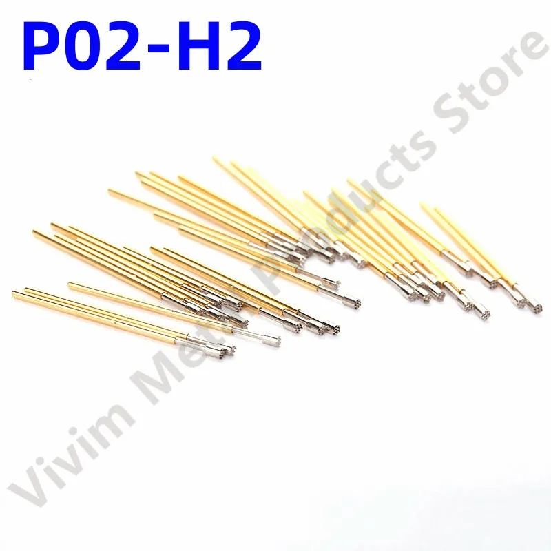 

100PCS P02-H2 Spring Test Pin P02-H Test Probe Copper Pogo Pin Metal Test Needle Test Tool 24.7mm Dia 0.68mm 0.90mm 0.48mm