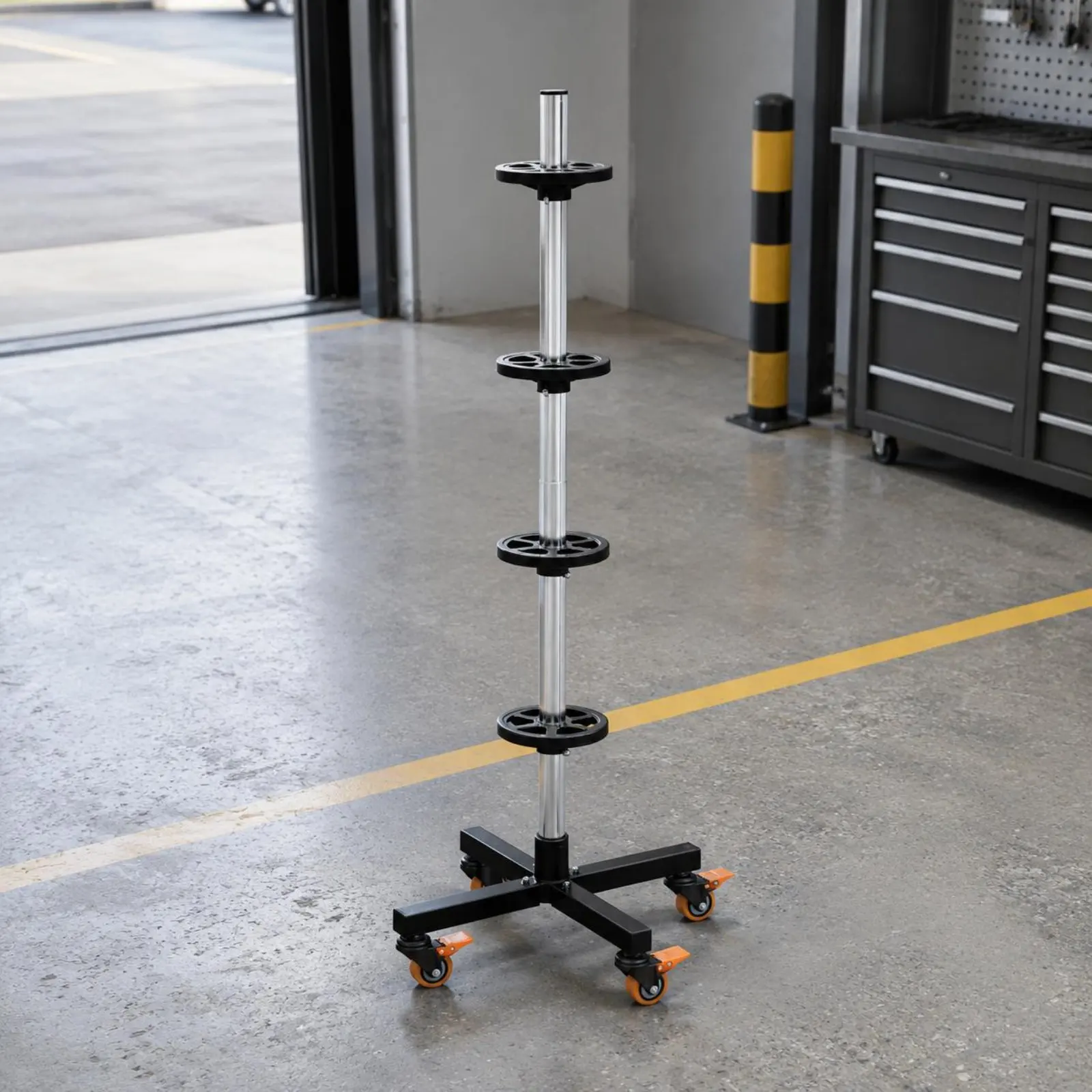 Support de rangement mobile pour pneus de voiture, 4 pièces, support de rangement pour roues, organisateur de garage stable, gain de place pour atelier