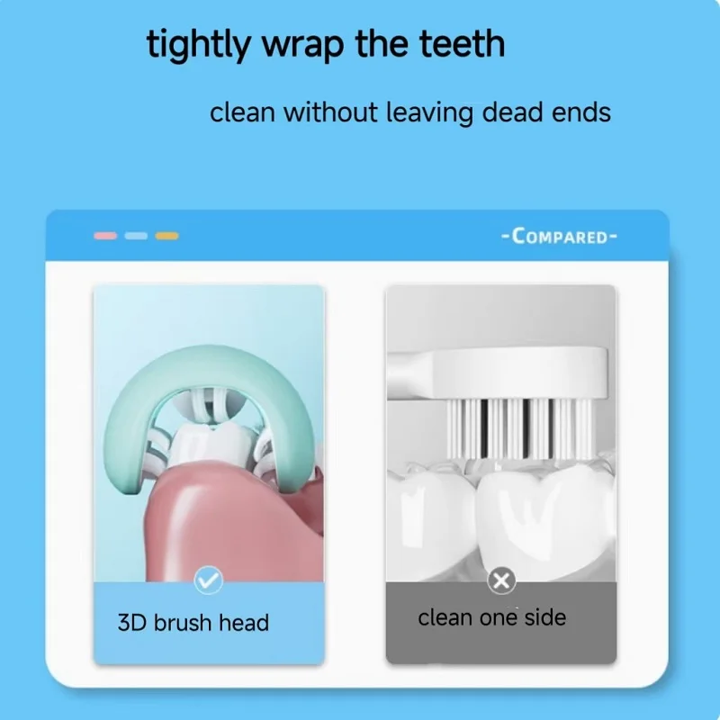 Cepillo de dientes eléctrico de 3 lados, cepillo de dientes Universal de cerdas suaves para niños, cepillo de dientes impermeable recargable ultrasónico