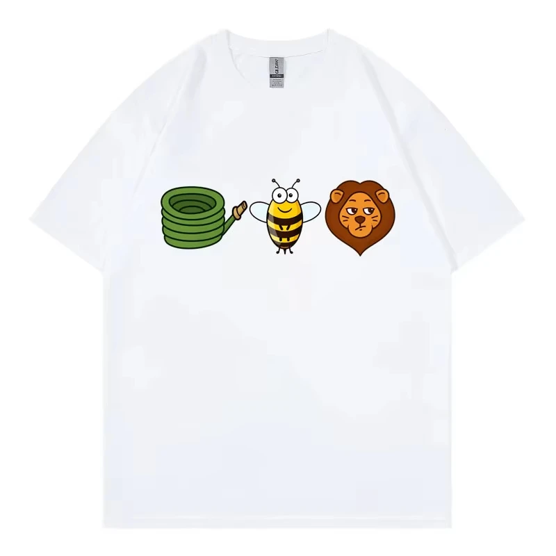 Hose Bee Lion Funny Garden Meme T-shirts Men Women Clothing High Street Fashion Trend T-shirt Summer Casual 100%cotton T Shirts