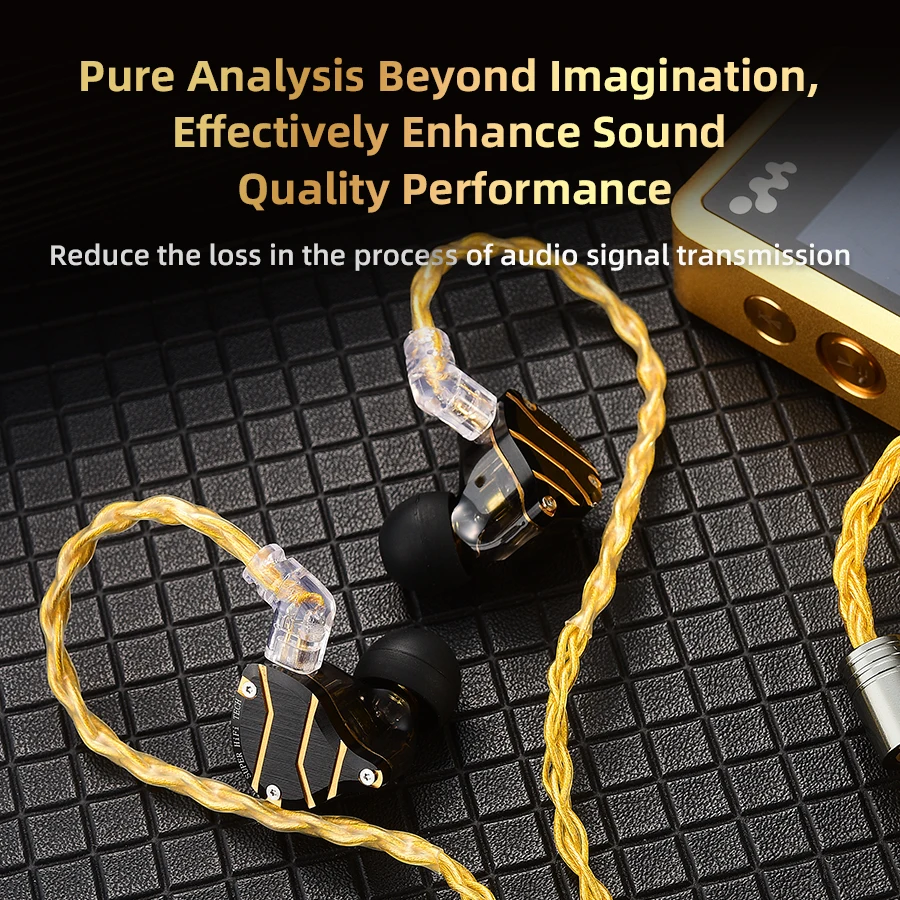 QKZ T1 Wired Headphone Cord 8-Strand Silver Plated Upgrade Cord 0.75MM 2Pin HiFi Earphone Update Cable 3.5MM Headset Accessories