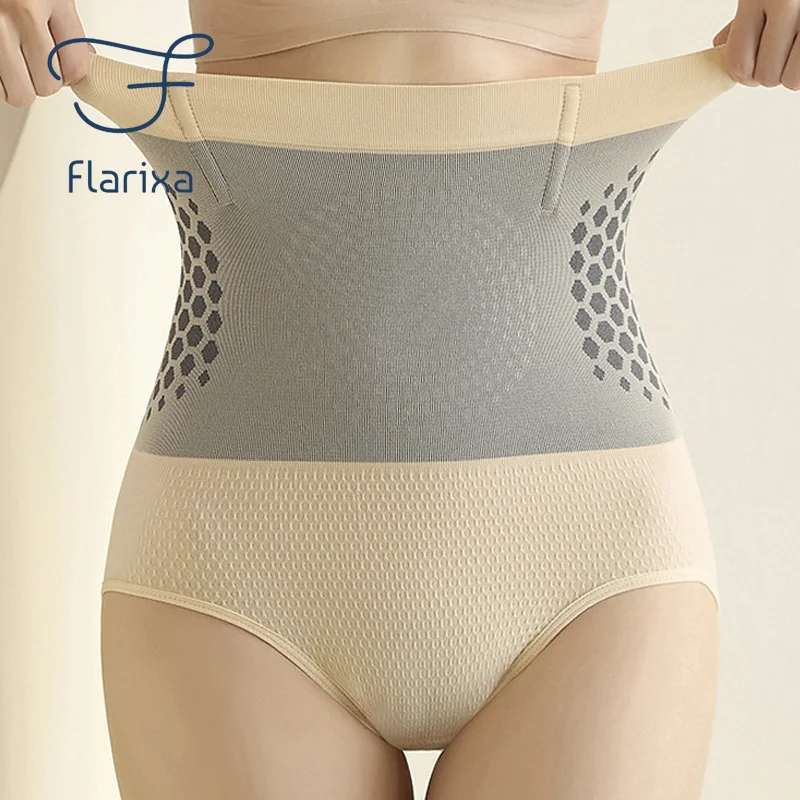 Flarixa Seamless Panties Women High Waist Tummy Control Panty Warmth Uterus Magnetic Slimming Panties Comfort Briefs Body Shaper