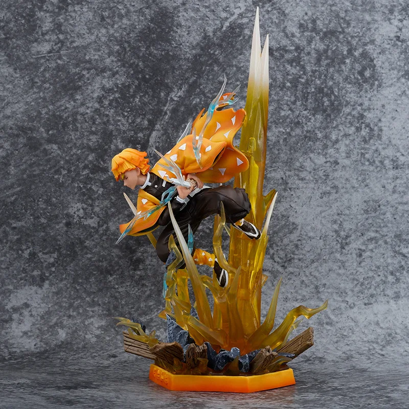 New 35cm Demon Slayer Peripheral Agatsuma Zenitsu Action Figure Model Can Emit Light Desktop Decoration Ornament Collection Gift