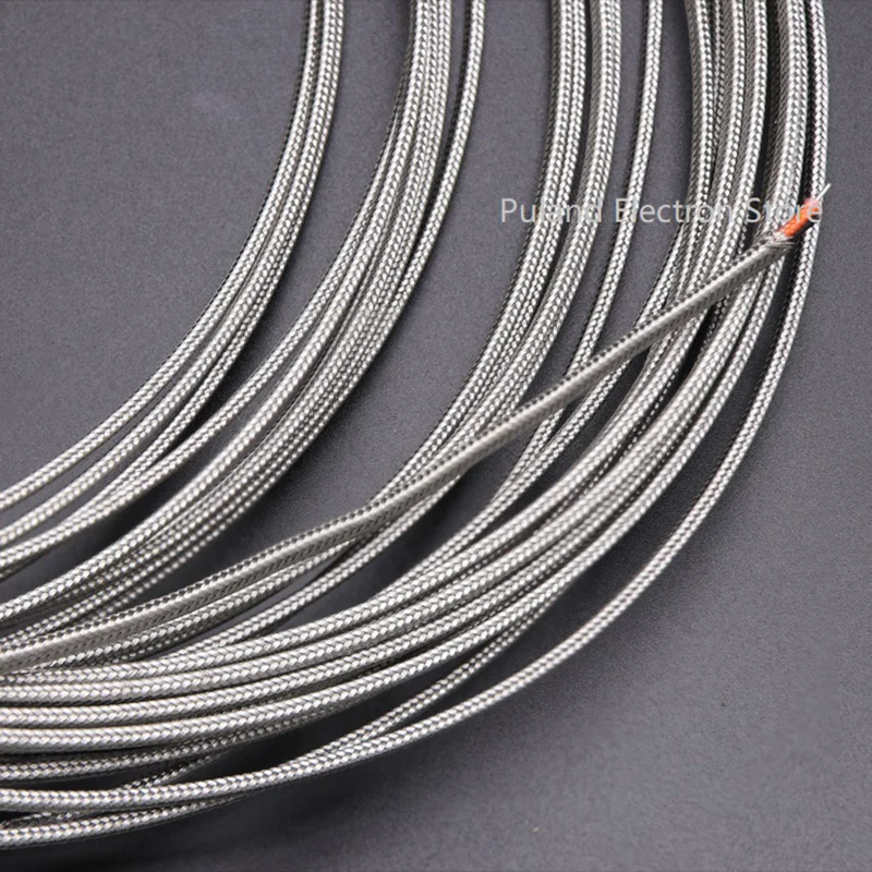 KX Type 2Core x 0.2mm Thermocouple Wire Stainless Steel Shield Fiber Braid Insulated High Temperature Sensor Compensation Cable