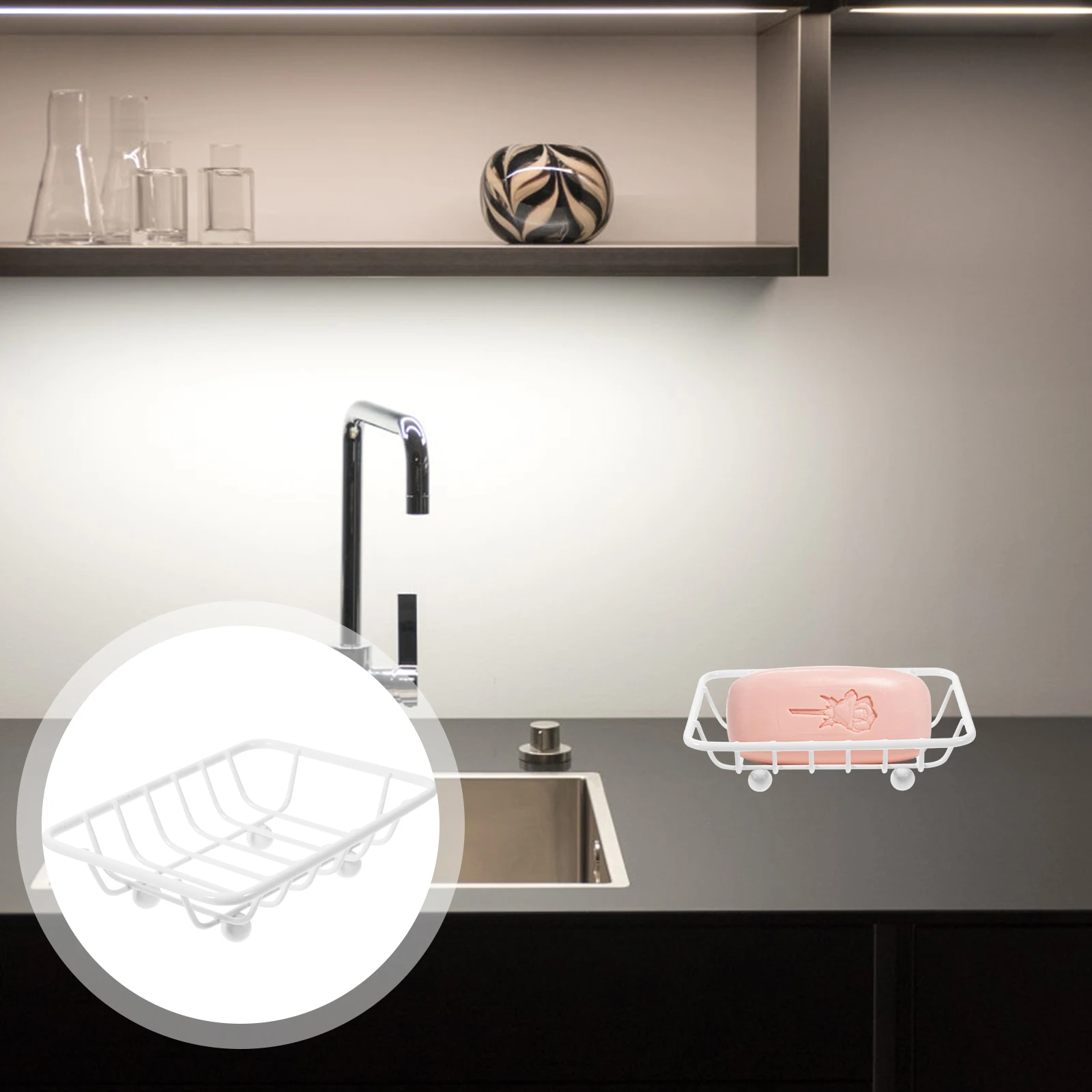

Soap Holder Rack Bathroom Shower Dishes Draining Wire Metal Bar Tray Tissue Paper Towel Silver Non Rust Kitchen Vanity Storage