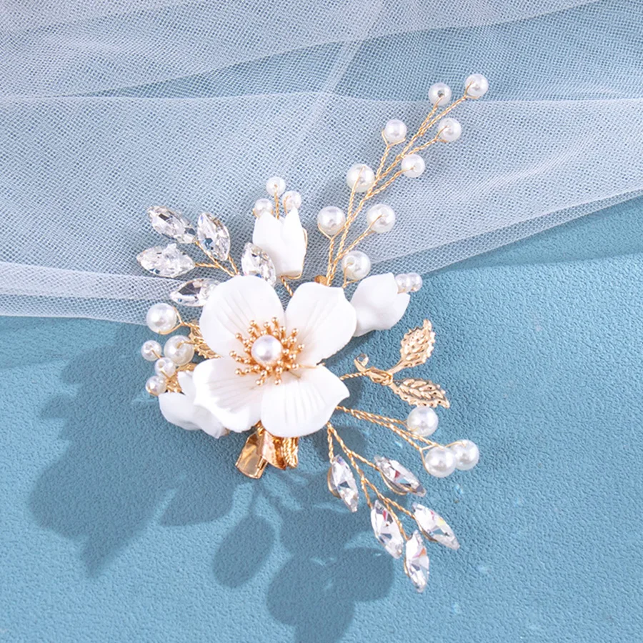 1pc bridal headdress handmade pearl crystal hair comb wedding styling accessories fashion insert comb hair accessories image 4