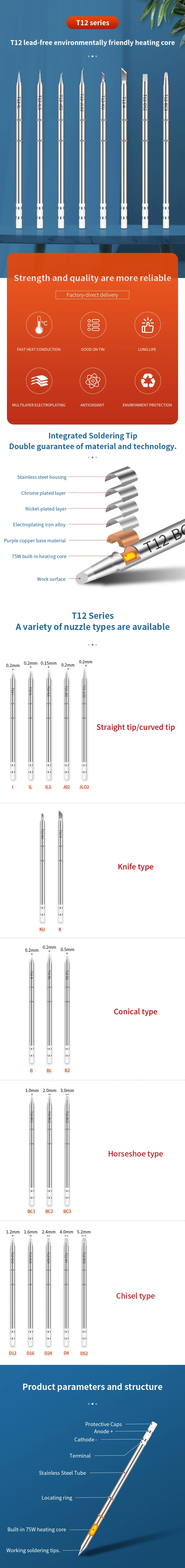 T12 Set Soldering Iron Tips Welding Tools T12-I ILS JL02 KU K BC2 D16 Electric Soldering Iron For Hakko FX951 Rework Station