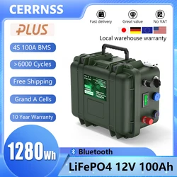 LiFePO4 12V 100AH 140AH Battery Pack 12.8V Lithium Solar Battery 6000+ Cycles With Bluetooth BMS Grand A Cell For Boat EU Stock