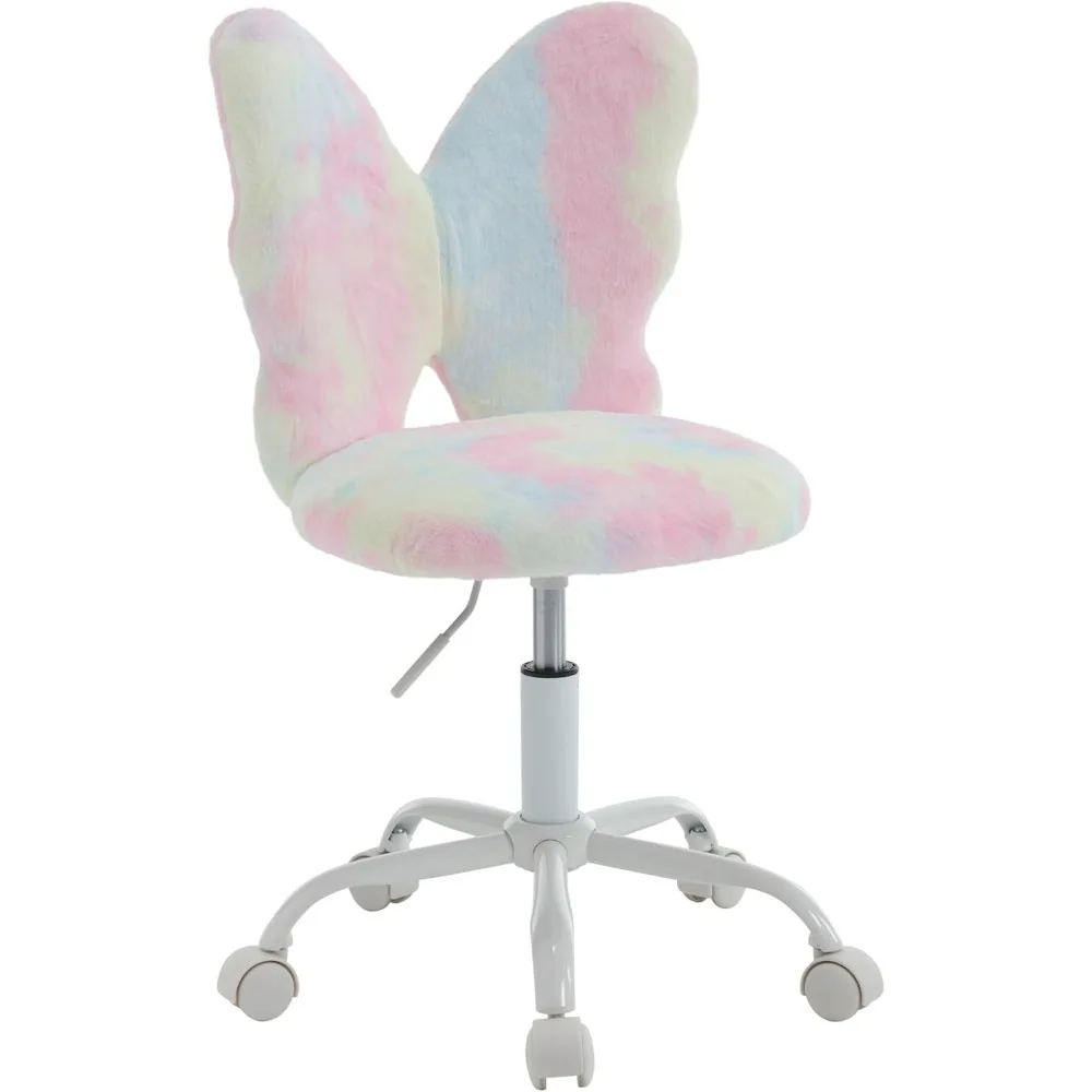 

Children's chair butterfly imitation fur learning chair, adjustable, used for bedroom, living room, white feet, macaron