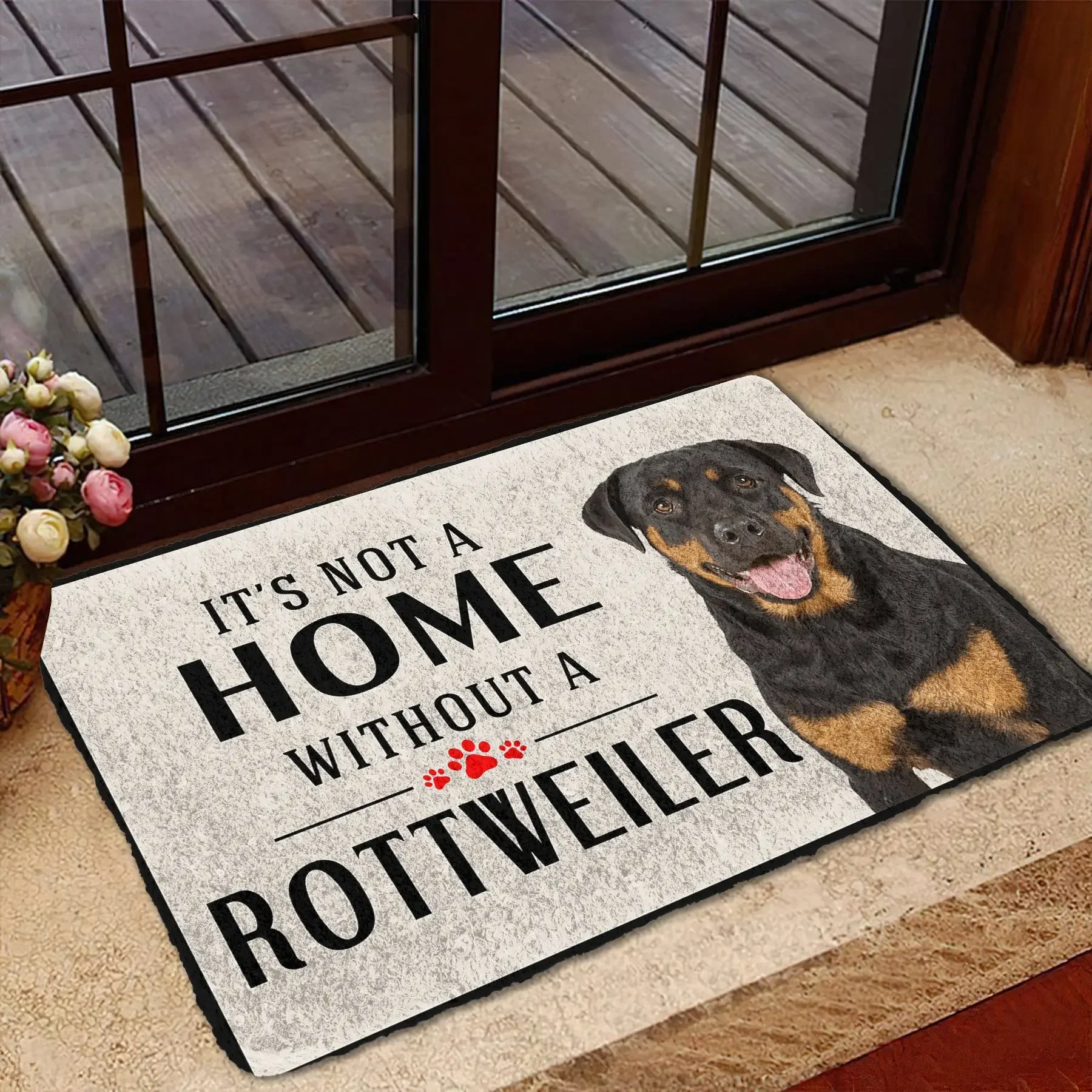 Its Not A Home Without A Pit Bull Doormat Decor Print Animal Dog Floor Door Mat Non-Slip 3D Soft Flannel Custom Carpet