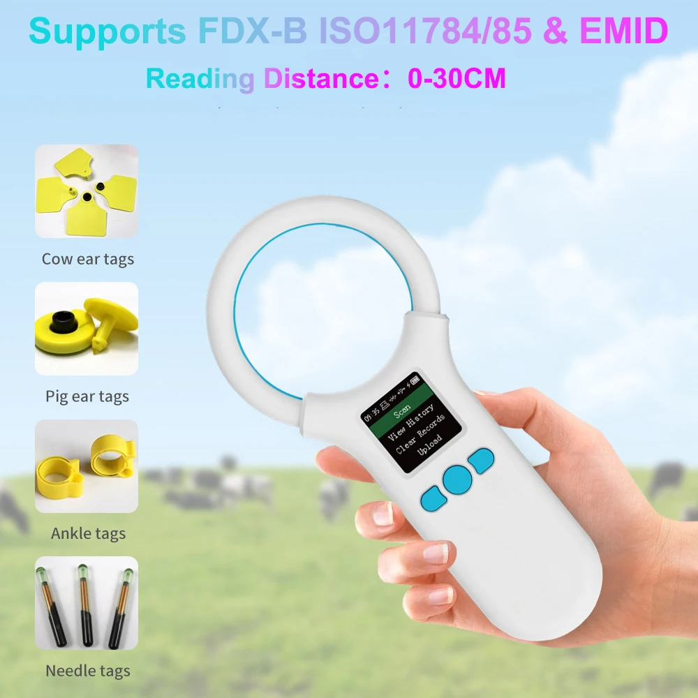 Imagem -02 - Portátil Animal Microchip Scanner Pet Chip Reader Tag Reader 2.4g Wi-fi Bluetooth Rfid 134.2khz 125khz Emid para Dog Cat Cow Sheep