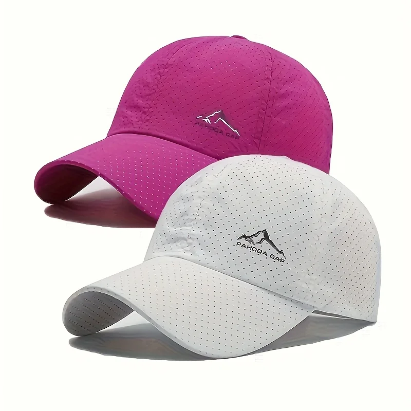 2Pcs/Set Outdoor Quick Dry Printed Baseball Cap Snow Mountain Logo Unisex Sports Cap for Travel Hiking Casual Fashion Trend Cap