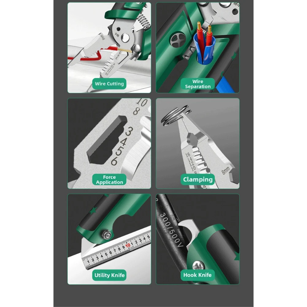 

Щипцы для зачистки проводов из нержавеющей стали 22 в 1 с удобной ручкой Многофункциональный электрический инструмент с защитной функцией блокировки