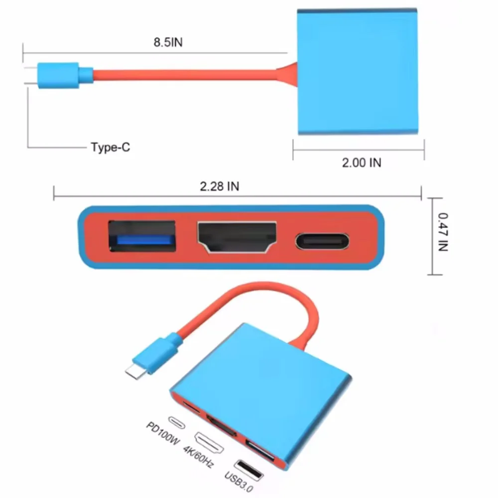 3 في 1 متعدد المنافذ من النوع C HUB USB C إلى HDMI محول متوافق USB 3.0 محطة إرساء OTG محول لأجهزة الكمبيوتر المحمول MacBook Air Pro