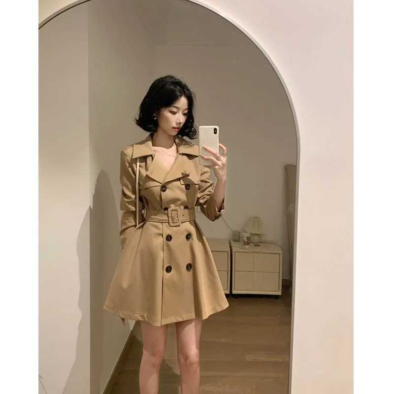 

The Spring and Autumn Annals Coat Women Trench Coat Waist-cinching Lapel Suit Korean Version Leisure Temperament Ventilate