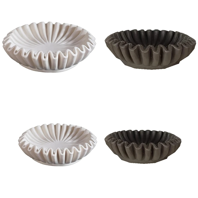 Fluted Ruffle Decorative Bowl - Home Decor Accents For Living Room Styling Coffee Table Bookshelf And Console