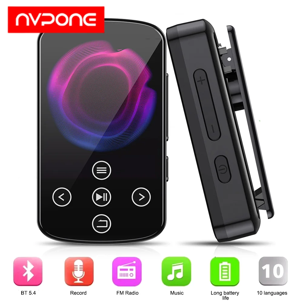 Portable 1.5 inch MP3 Player for  Bluetooth 5.4 With Back Clip Mini Walkman  for HiFi Mp3 Music Player With Speaker Clock E-Book